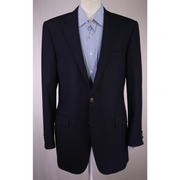 Hickey-Freeman Current Navy Blue Roman Coin Buttons Wool Blazer Jacket 40L - Picture 2 of 8